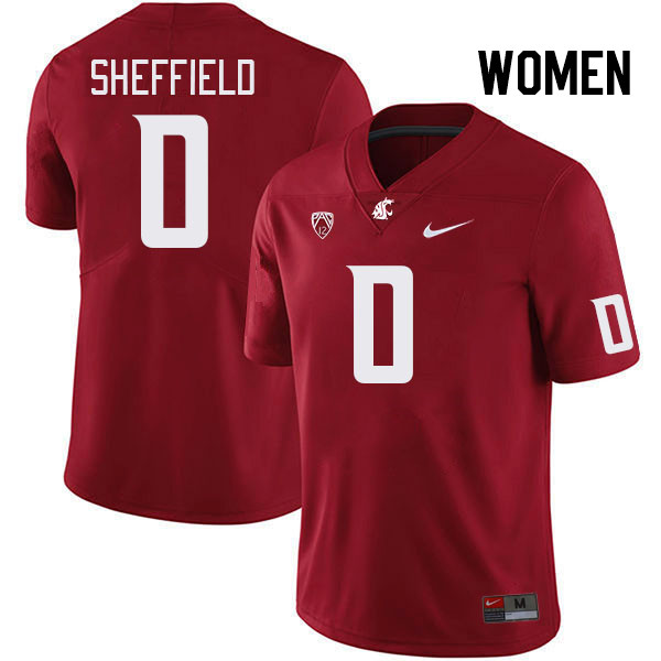 Women #0 DT Sheffield Washington State Cougars College Football Jerseys Stitched Sale-Crimson